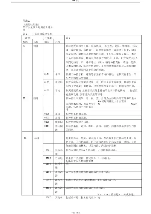 第三次全国土地调查土地分类标准