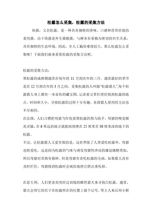 松露怎么采集,松露的采集方法.doc