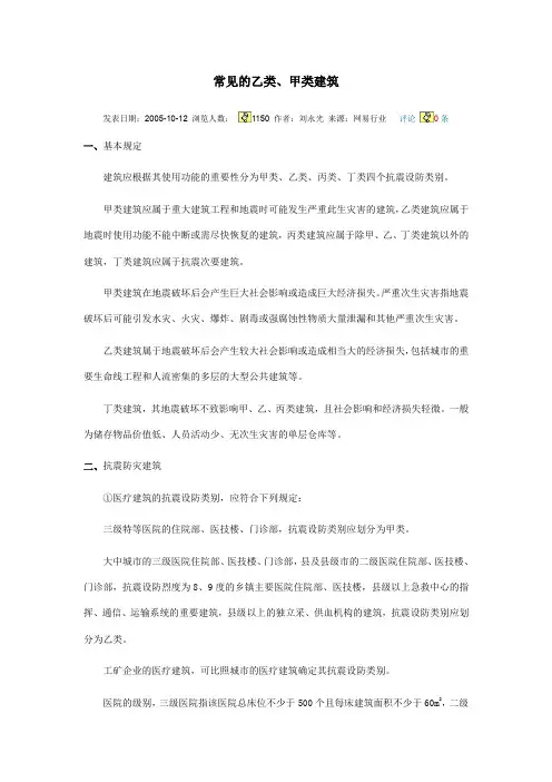 常见甲、乙类建筑