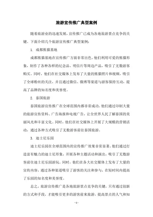 旅游宣传推广典型案例