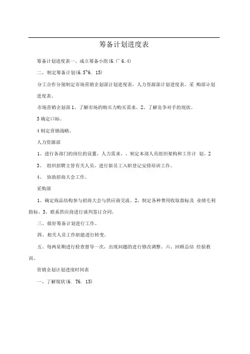 筹备计划进度表