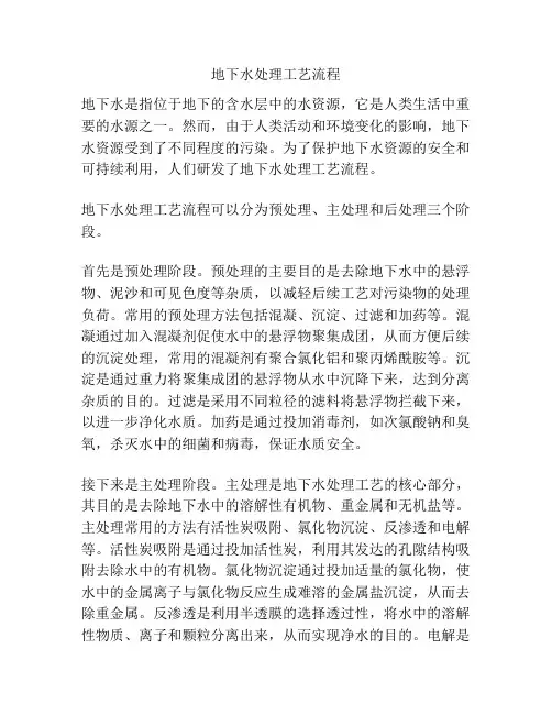 地下水处理工艺流程