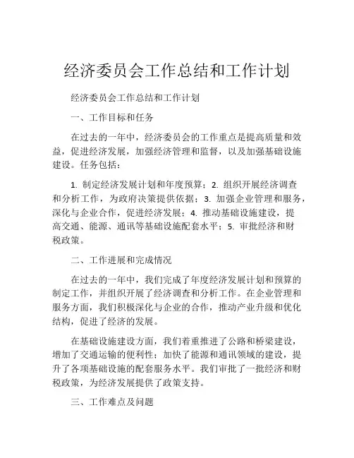 经济委员会工作总结和工作计划