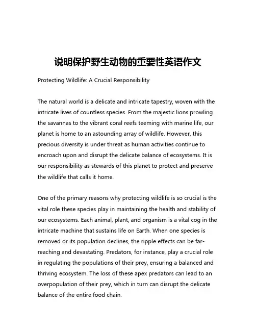 说明保护野生动物的重要性英语作文