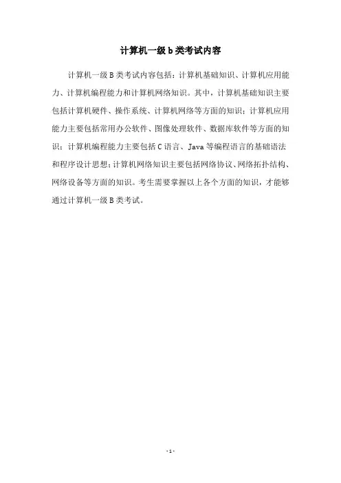 计算机一级b类考试内容