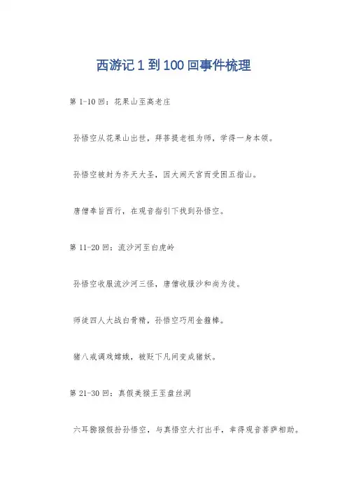 西游记1到100回事件梳理