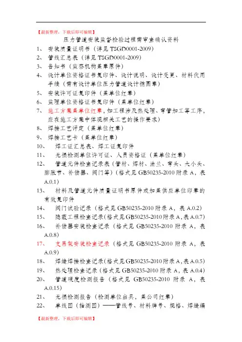 压力管道报检资料汇总(精编文档).doc