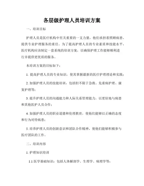 各层级护理人员培训方案