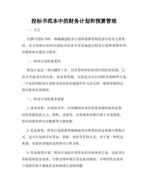 投标书范本中的财务计划和预算管理