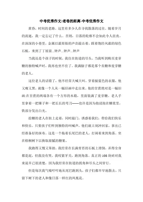 中考优秀作文-老巷的距离-中考优秀作文.doc