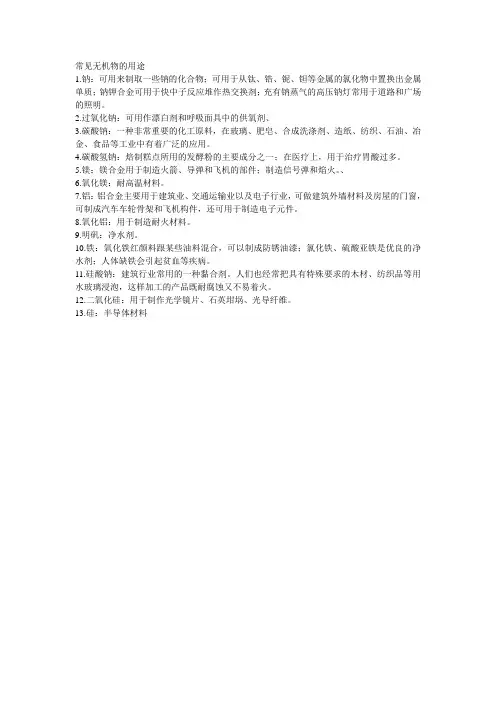 常见无机物的用途