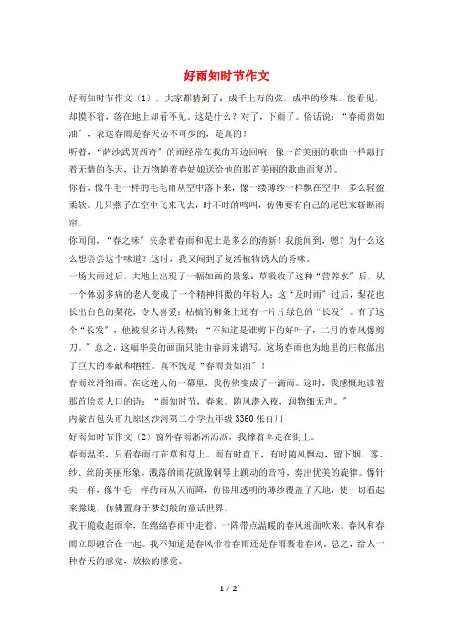 好雨知时节作文