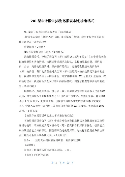 2022审计报告(非财务报表审计)参考格式