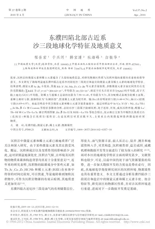 东濮凹陷北部古近系沙三段地球化学特征及地质意义