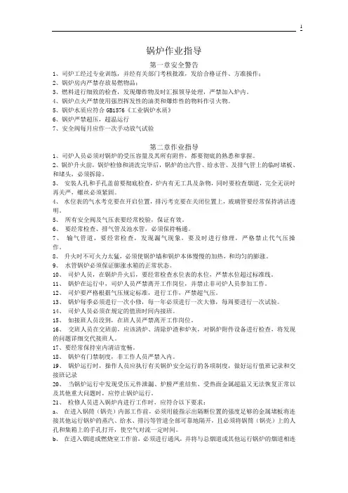 锅炉作业指导书
