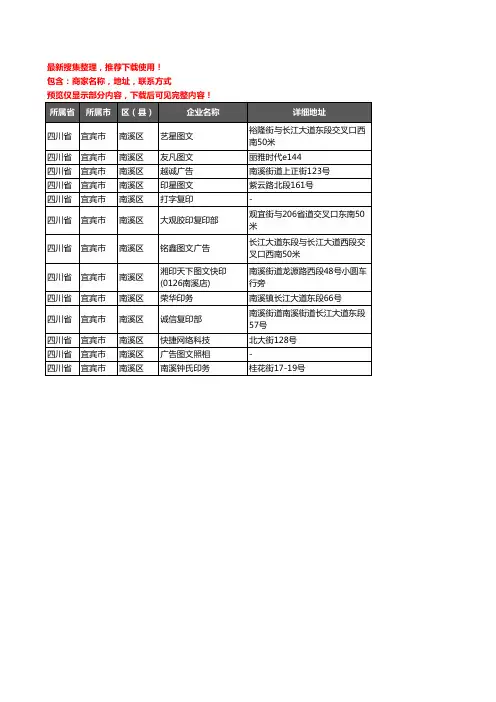 新版四川省宜宾市南溪区打印企业公司商家户名录单联系方式地址大全13家