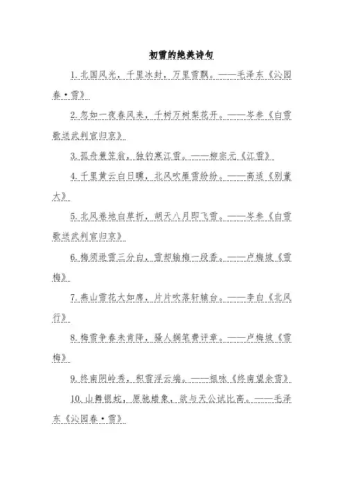 初雪的绝美诗句