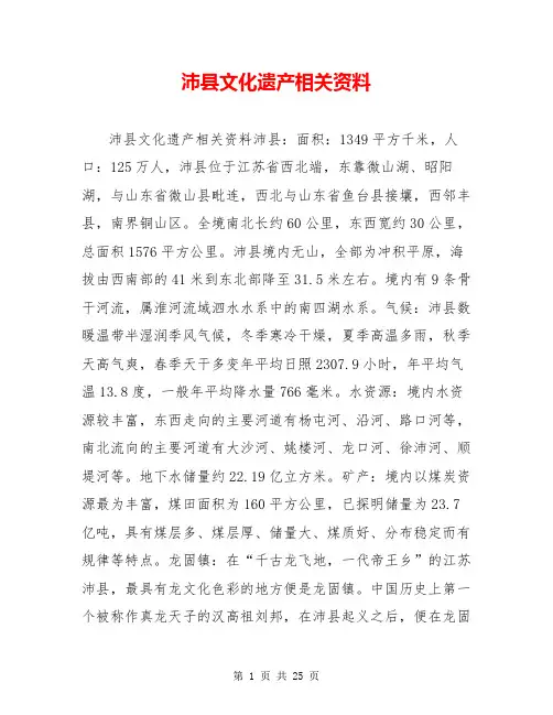 沛县文化遗产相关资料