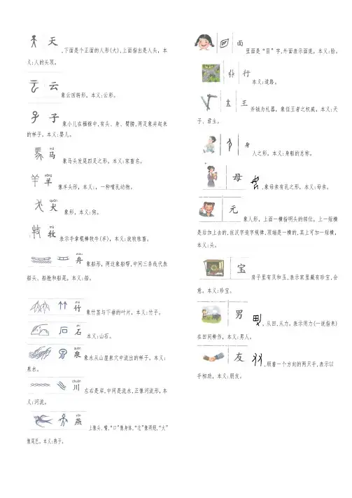 一年级象形字简释