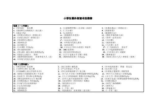 小学生课外阅读书目推荐