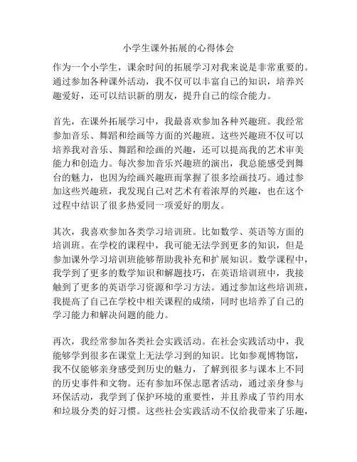 小学生课外拓展的心得体会