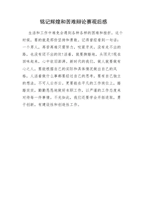铭记辉煌和苦难辩论赛观后感