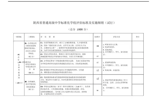 陕西省普通高级中学标准化学校评估标准及实施细则(试行).doc