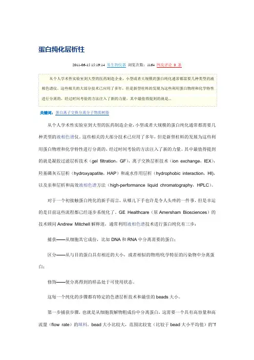 蛋白纯化层析柱--GE 详细介绍---精品资料