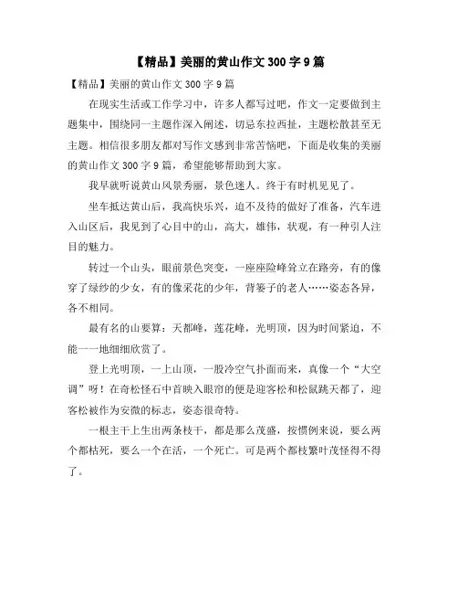 美丽的黄山作文300字9篇