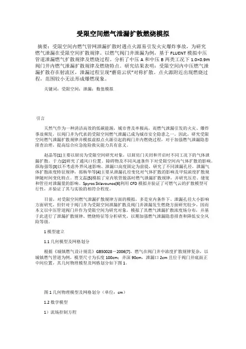 受限空间燃气泄漏扩散燃烧模拟