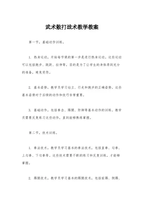 武术散打战术教学教案