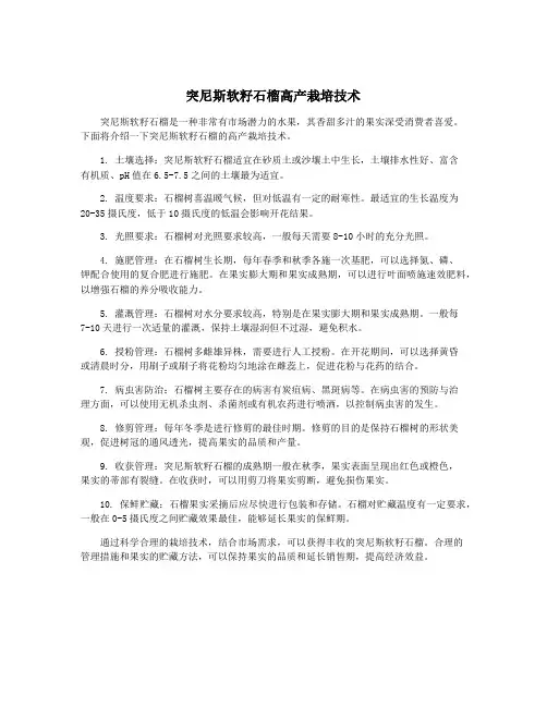 突尼斯软籽石榴高产栽培技术