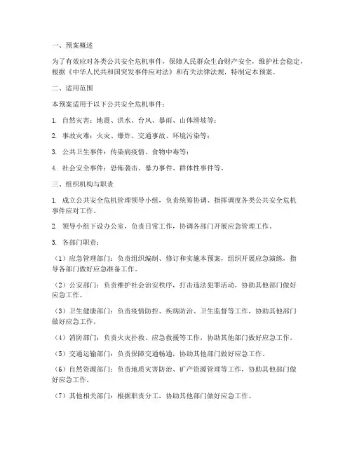 公共安全危机管理应急预案