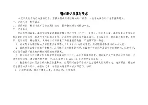 主斜井钢丝绳检查记录