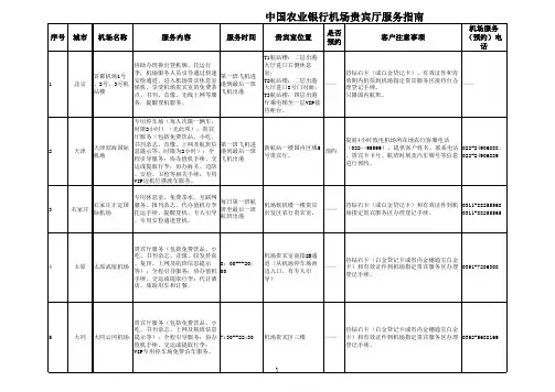 中国农业银行机场贵宾厅服务指南
