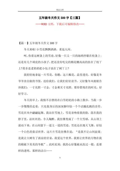五年级冬天作文500字【三篇】