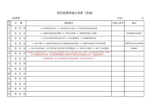 项目经理带班记录范例