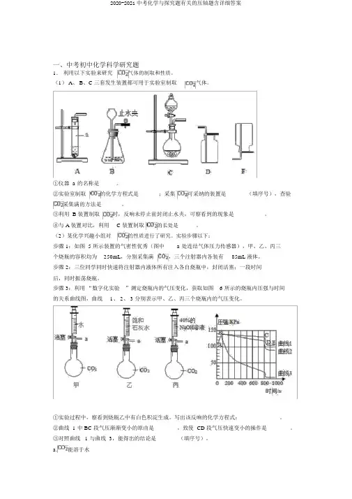 2020-2021中考化学与探究题有关的压轴题含详细答案