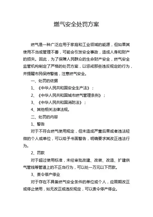 燃气安全处罚方案