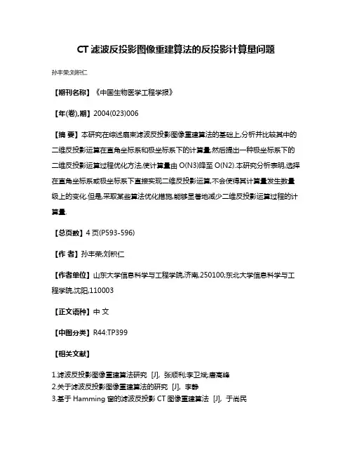CT滤波反投影图像重建算法的反投影计算量问题