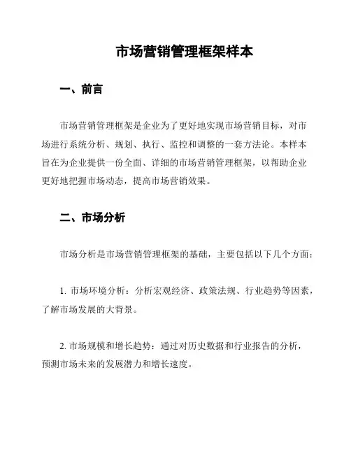 市场营销管理框架样本