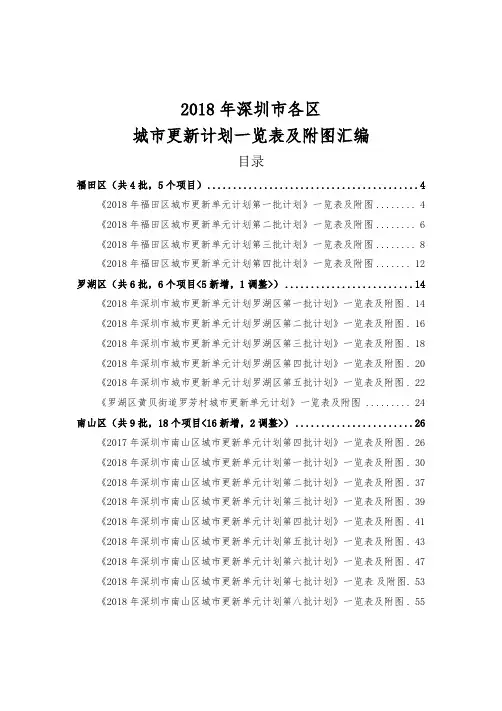 第三十期：2018年深圳市各区城市更新计划一览表及附图汇编