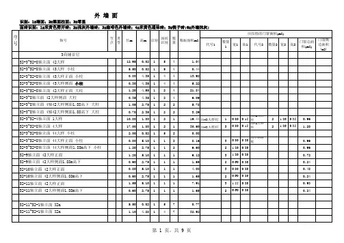 建筑外墙工程量计算书 造价专用 外墙贴砖装饰计算表