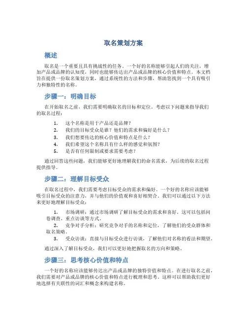取名策划方案