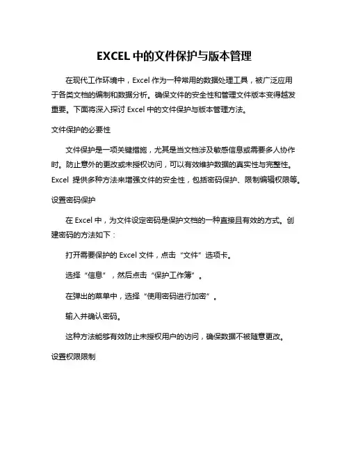 EXCEL中的文件保护与版本管理