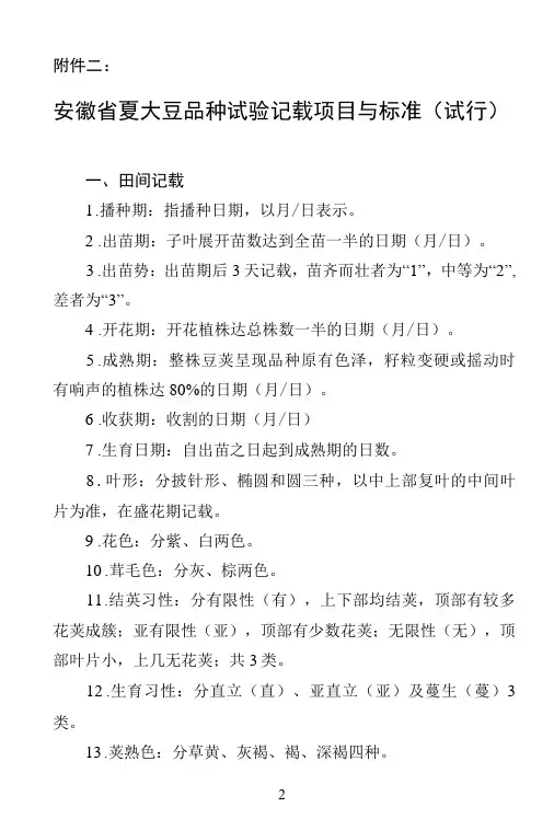 2004年安徽省夏大豆区域试验实施方案
