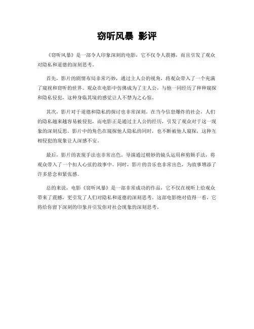 窃听风暴 影评