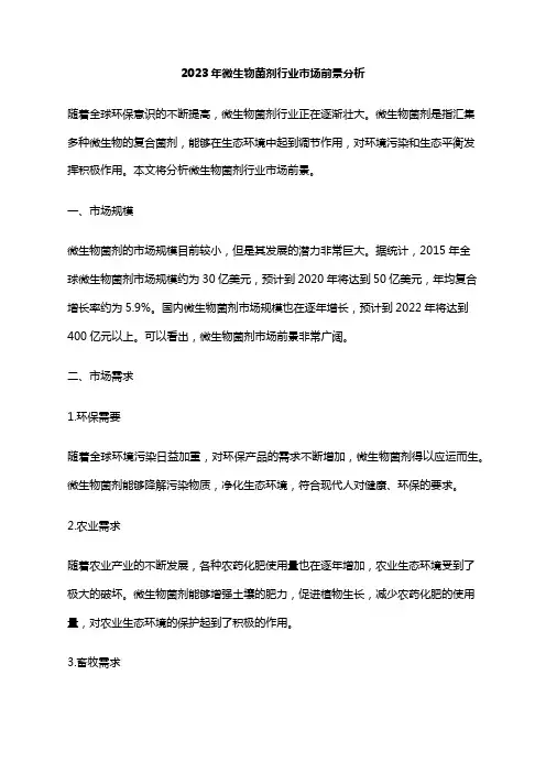 2023年微生物菌剂行业市场前景分析