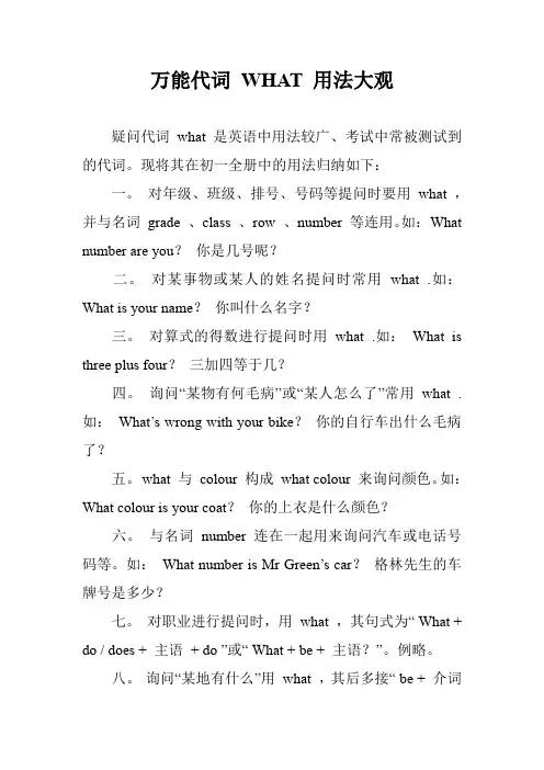 万能代词 WHAT 用法大观