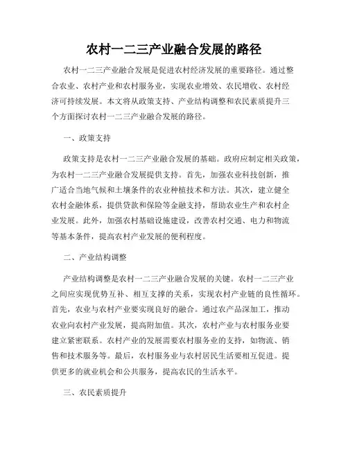 农村一二三产业融合发展的路径